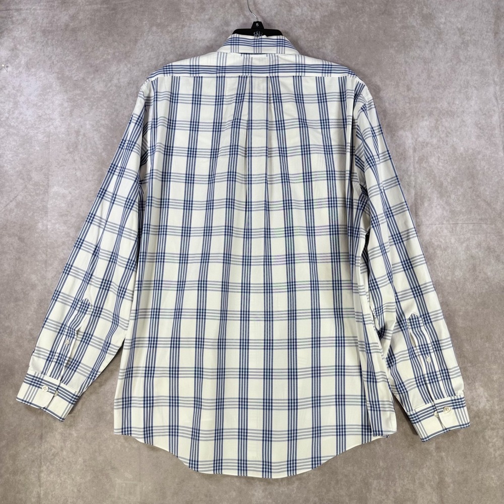 Brooks Brothers Regent Shirt Men XL Blue White Plaid Non Iron Cotton Button Down - Picture 2 of 10